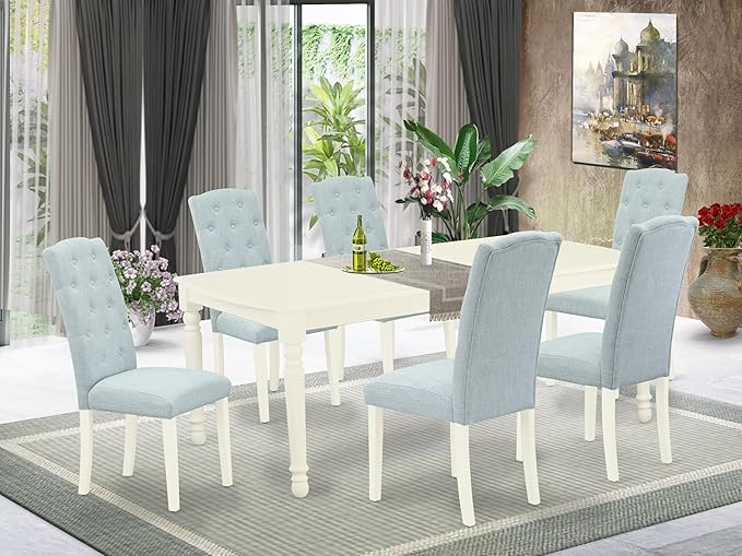 East West Furniture DOCE7-LWH-15 7 Piece Kitchen Table & Chairs Set Consist of - Image 2