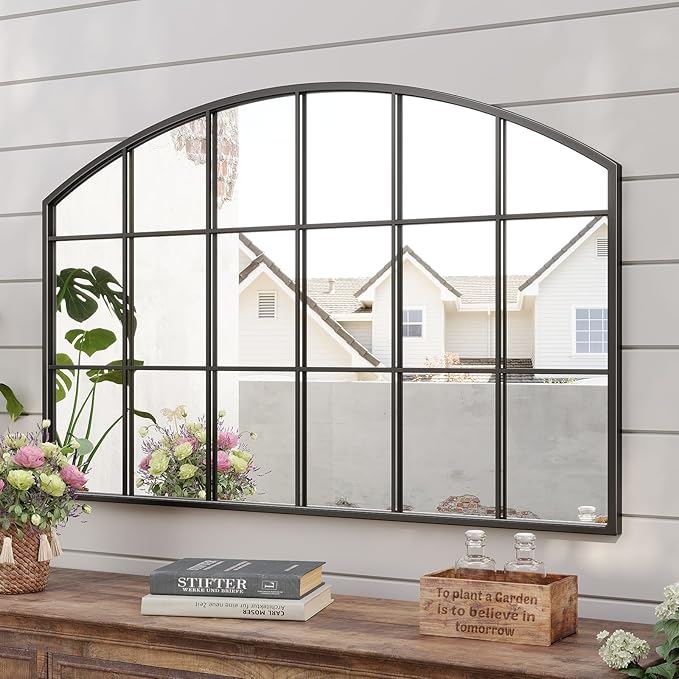 Wide Window Pane Mirror, Grid Large Decorative Wall Mirrors by Brauthon