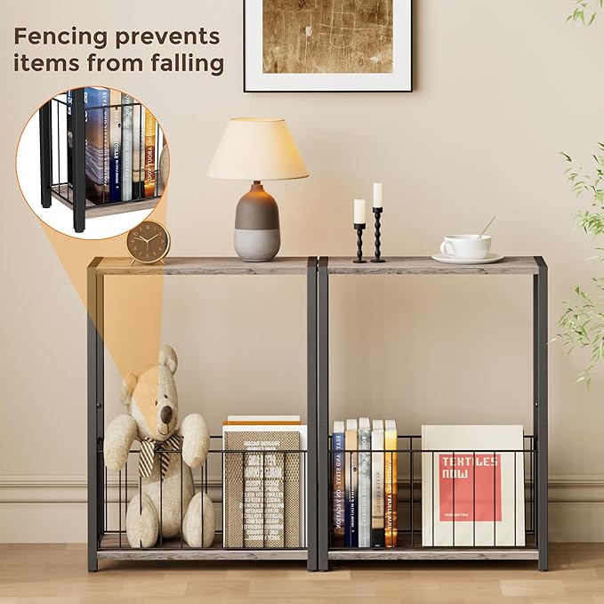 Narrow Side Table with Magazine Holder, Skinny End Table Perfect - Image 4