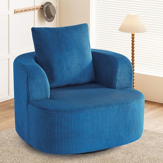Furnimart 360° Swivel Barrel Accent Chair, Round Upholstered Comfy Lounge Chair by FurnimartFurniture