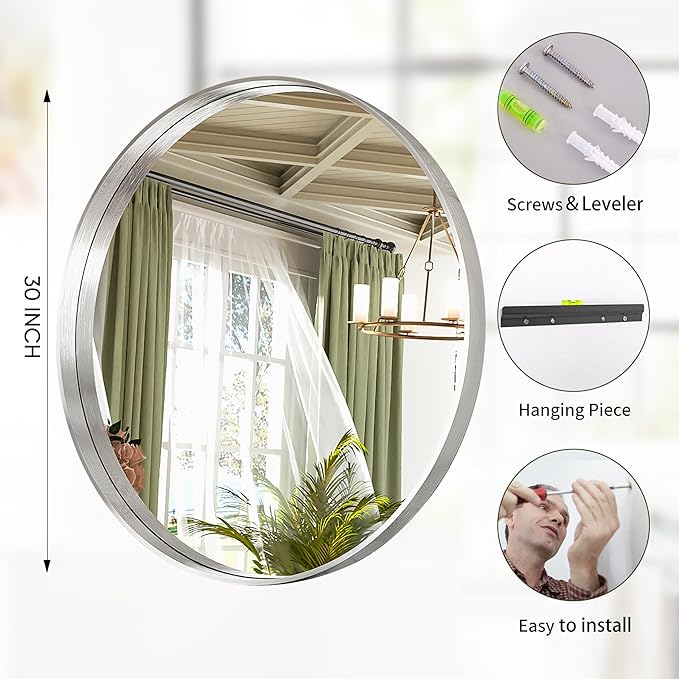 Suidia 30" x 30" Bathroom Mirror, Bathroom Vanity Mirror Metal Framed, - Image 5