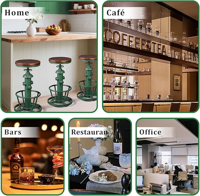 Topower Antique Industrial Round Bottom Adjustable Height Cafe Coffee Retro - Image 5