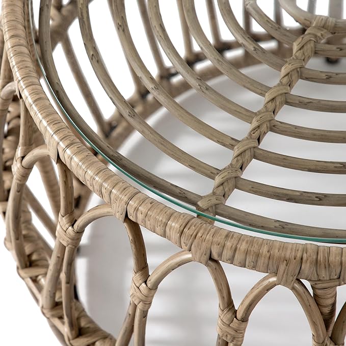 Muse & Lounge Co. Ysar Boho Rattan Round Coffee Table Outdoor - Image 12