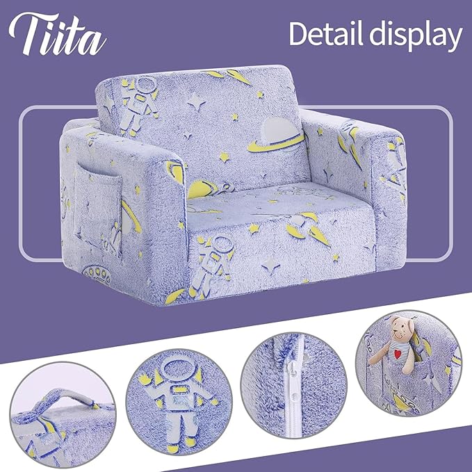 Tiita Kids Sofa, 2-in-1 Toddler Chair, Convertible Children Couch to Lounger - Image 4