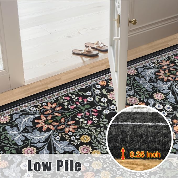 10x14 Area Rugs for Living Room: Floral Washable Rug Vintage Large Soft Boho - Image 8