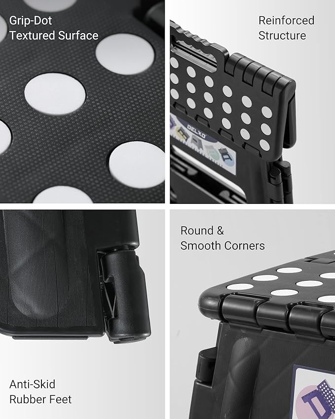 Delxo Folding Step Stool, 13 inch Non-Slip Foldable Stools Up to 300 LBS - Image 6