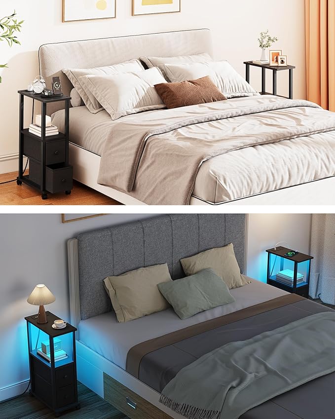 TUTOTAK Small Narrow End Tables, LED Side Tables - Image 8