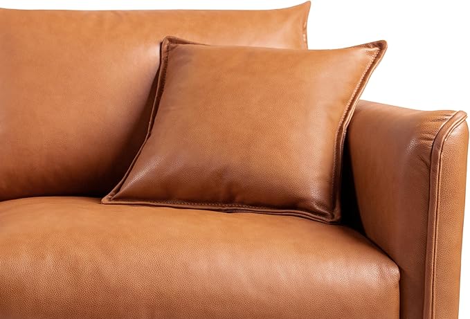 Valencia Jasper 85" Cognac Tan Brown 3 Seater Full Leather Couch | Mid Century - Image 6