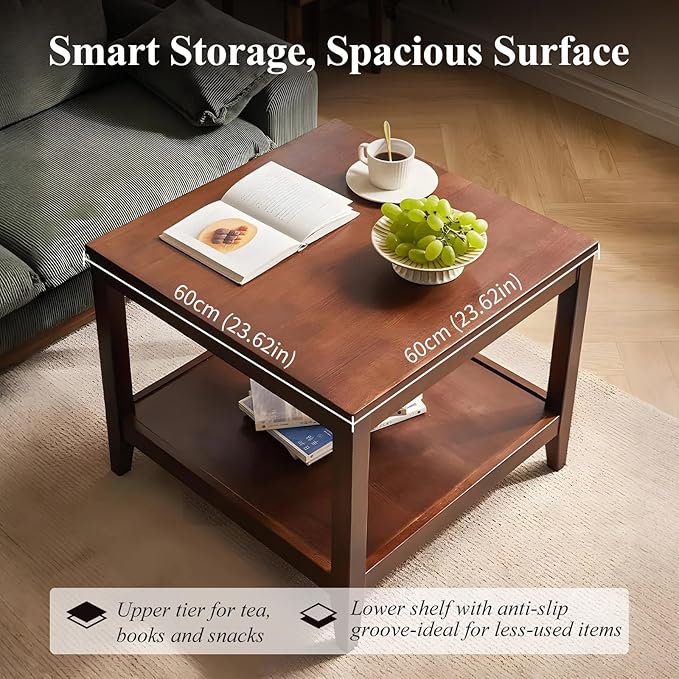 Side Table, Solid Wood Square End Table - Image 4