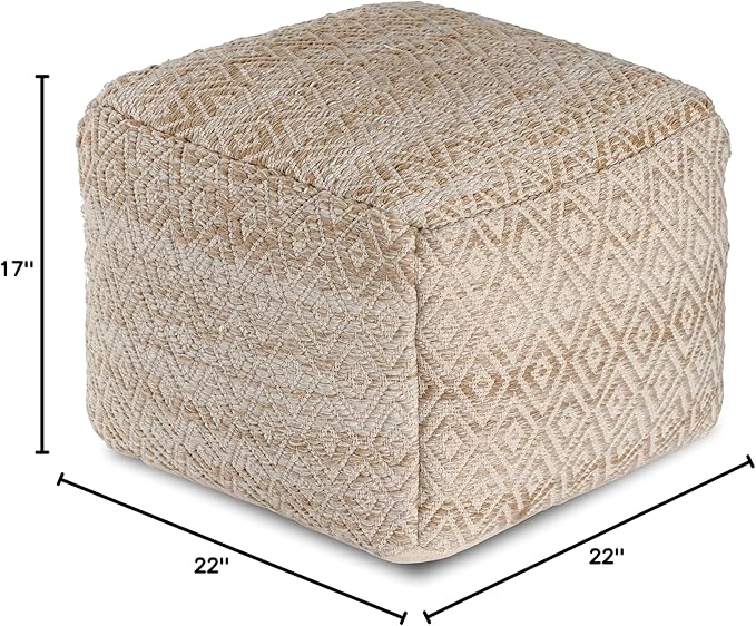 Anji Mountain 22"x22"x16" Handmade & Handcrafted Ottoman Pouf Comfortable Pouf - Image 2