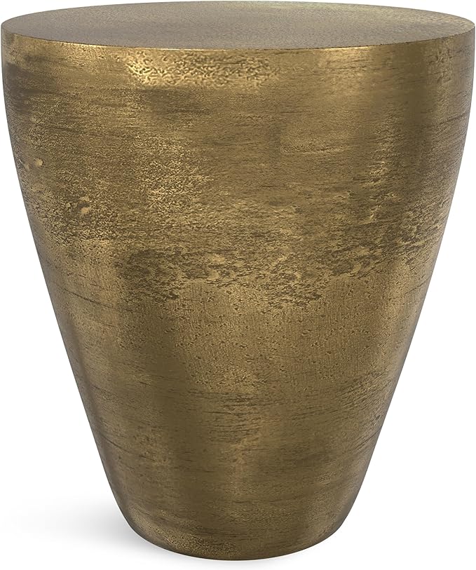 SIMPLIHOME Cavan Metal Side Table in Antique Brass, 16.5" Round, 17.75" H by SimpliHome