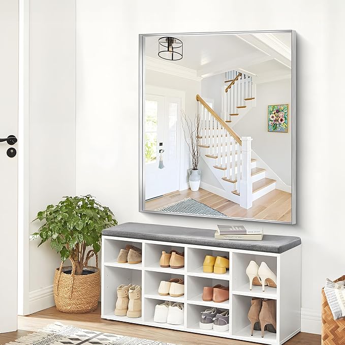 Silver Bathroom Mirror, 40x48 Inch Rectangular Framed Mirror, Large Wall - Image 5