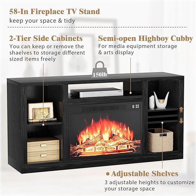 YESHOMY Electric Fireplace TV Stand - Image 4