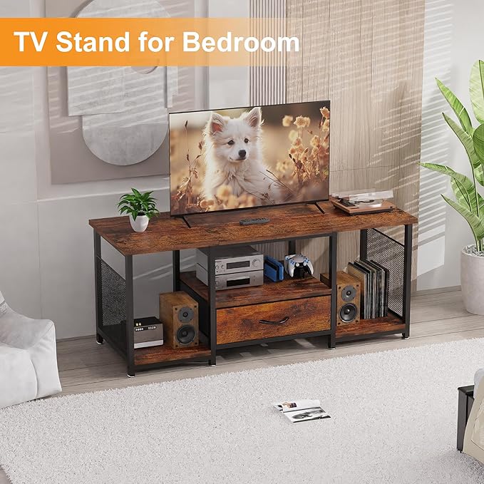 TV Stand with Drawers and Open Storage Shelves - Image 7