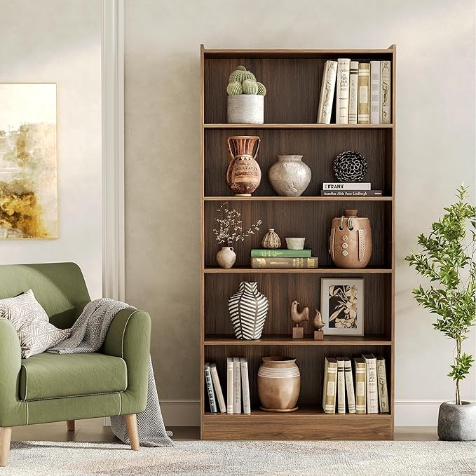 LITTLE TREE 72-Inch Tall Bookcase, 6-Tier Wooden Large Bookshelf, Wide Bookcase - Image 4