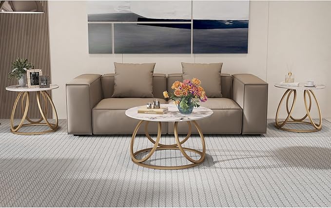 OIOG Round Coffee Table for Living Room, Modern Coffee Table - Image 9