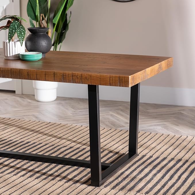 Walker Edison Durango Distressed Solid Wood Dining Table, 72 Inch, Rustic Oak - Image 6