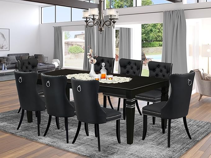 East West Furniture LGDA9-BLK-12 9 Piece Dining Table Set Consists of a - Image 2