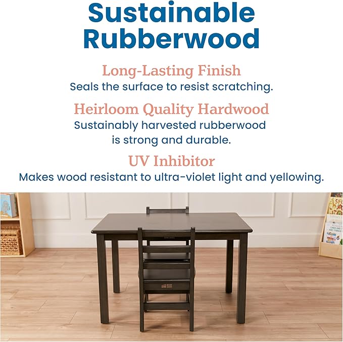 ECR4Kids 24in x 36in Rectangular Hardwood Table and Chair Set, 12in Seat Height - Image 7