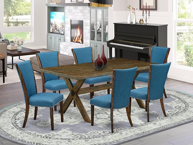 East West Furniture X777VE721-7 7 Piece Dining Room Furniture Set Consist of a - Image 2