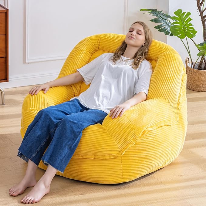 Giant Bean Bag Chair with Armrests by SnugSofeeFoamSofa