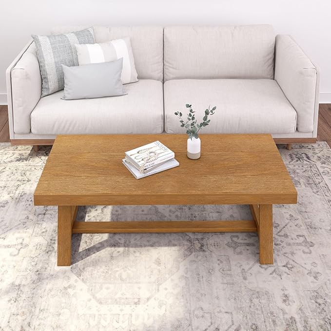 Plank+Beam Classic Rectangular Coffee Table, 54 Inch Farmhouse Coffee Table - Image 5