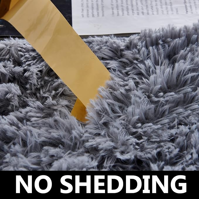 FJZFING Grey Round Rug Ultra-Soft Plush Modern 4x4 Circle Area Rug - Image 4