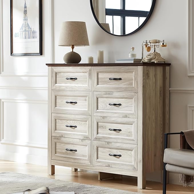 LINSY HOME 8 Drawers Dresser for Bedroom, Modern Farmhouse Dresser TV Stand - Image 4