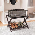 Fully Assembled Bamboo Luggage Rack, Folding Suitcase Stand by SmartFENDEE
