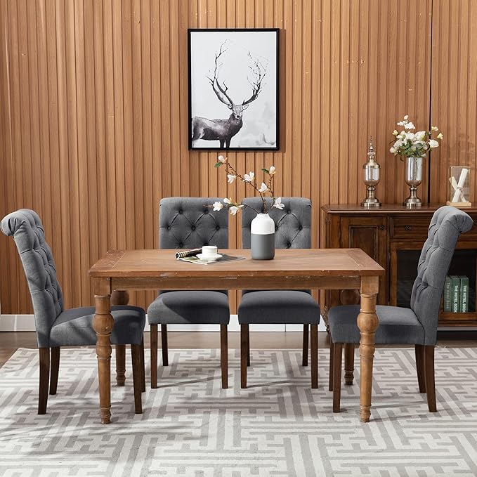 COLAMY Button Tufted Dining Chairs Set of 2, Parsons Upholstered Fabric Dining - Image 4