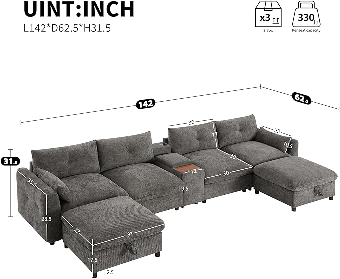 Merax 142'' Modular Sectional Sofa Set - Image 2