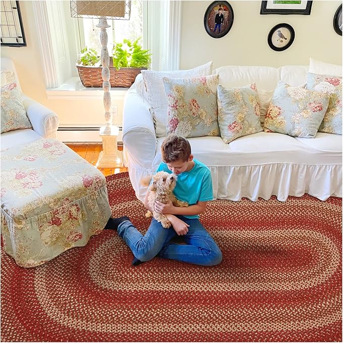Homespice Apple Pie Jute Red 6x9' Oval Braided Rugs by Homespice