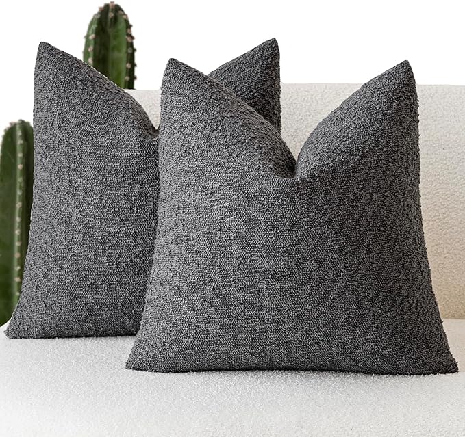 Foindtower Pack of 2 Textured Boucle Throw Pillow Covers Accent Solid by Foindtower