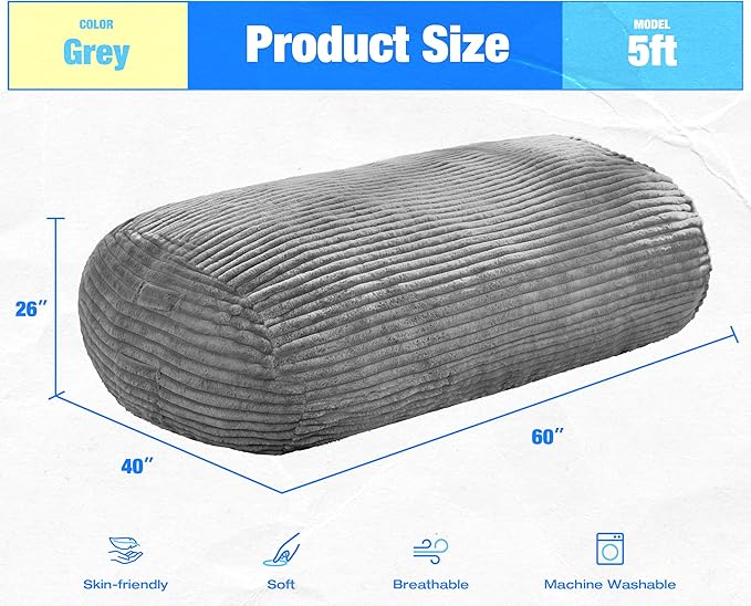 Hobestluk 5FT Bean Bag Chairs Adult Bean Bag - Image 2