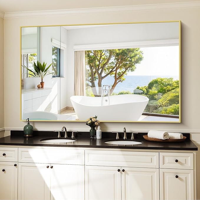 KOCUUY Large Gold Bathroom Mirror, 60x36 inch Rectangular Mirror by KOCUUY