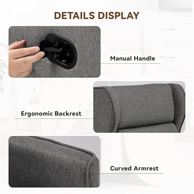 COMHOMA Rocking Recliner Chair, Swivel Glider Reclining Single Sofa Manual - Image 7