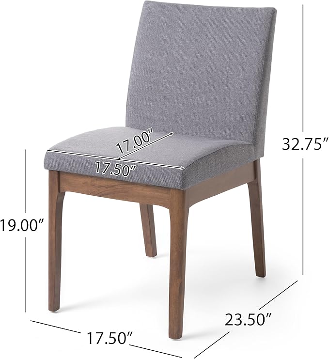 Dining Table Set for 4, Solid Rubberwood Upholstered Chairs, Mid-Century Modern - Image 9