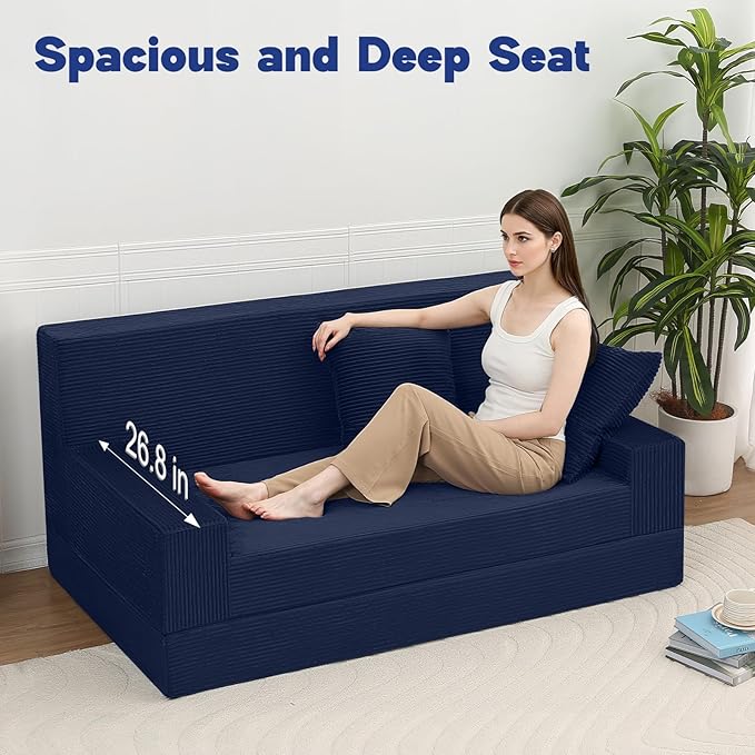 MeMoreCool Boneless Folding Sofa Bed Queen, Corduroy Convertible Sleeper Chair - Image 6