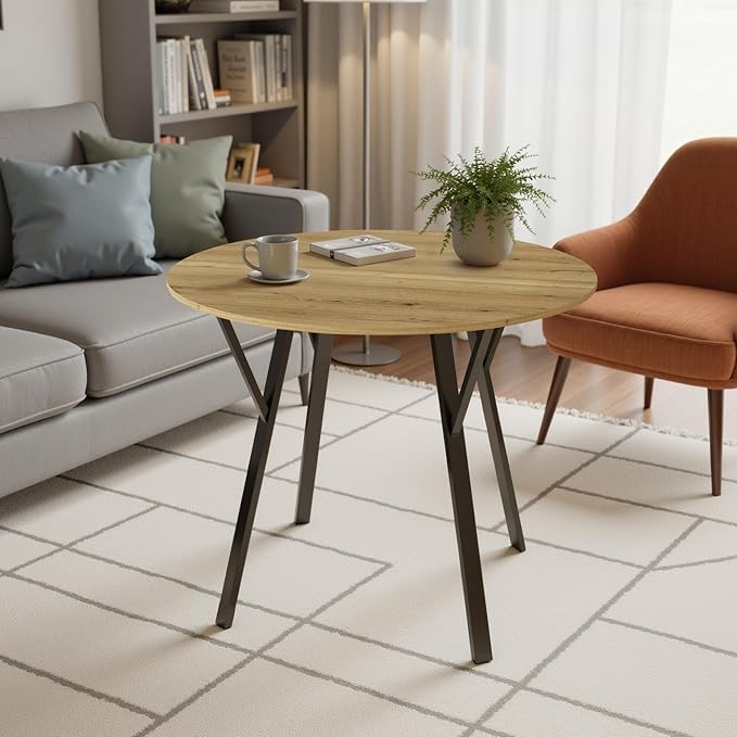 35" Round Dining Table for 4, Modern Small Circle Dinner Table Farmhouse Round - Image 6