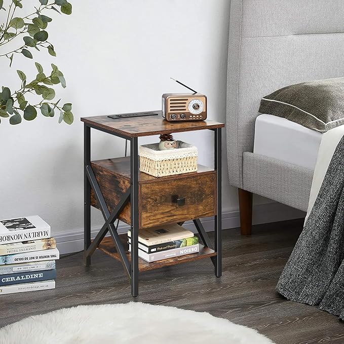 End Table with Charging Station, Charging Side Table Bedside Table with Outlets - Image 7