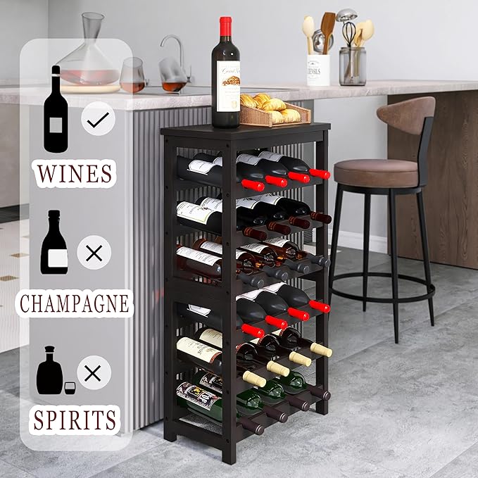 24 Bottle Wine Rack Freestanding Floor, 6 Tier Wine Display Storage Shelves - Image 4