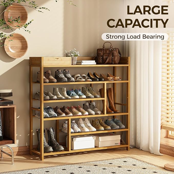 Bamworld Shoe Rack for Front Door Entrance Bamboo Shoe Organizer - Image 6