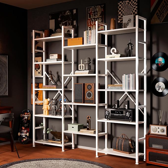 SUPERJARE Triple 5 Tier Bookshelf, Bookcase - Image 5