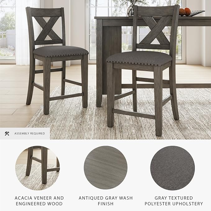 Signature Design by Ashley Caitbrook Rustic 24.63" Counter Height Upholstered - Image 4