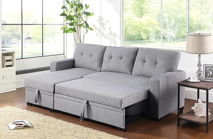 82 Inch Convertible Sleeper Sectional Sofa - Image 4