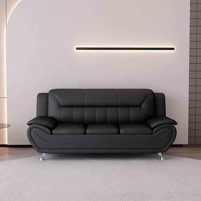 Container Furniture Direct Michael Modern Faux Leather Upholstered Stainless - Image 4