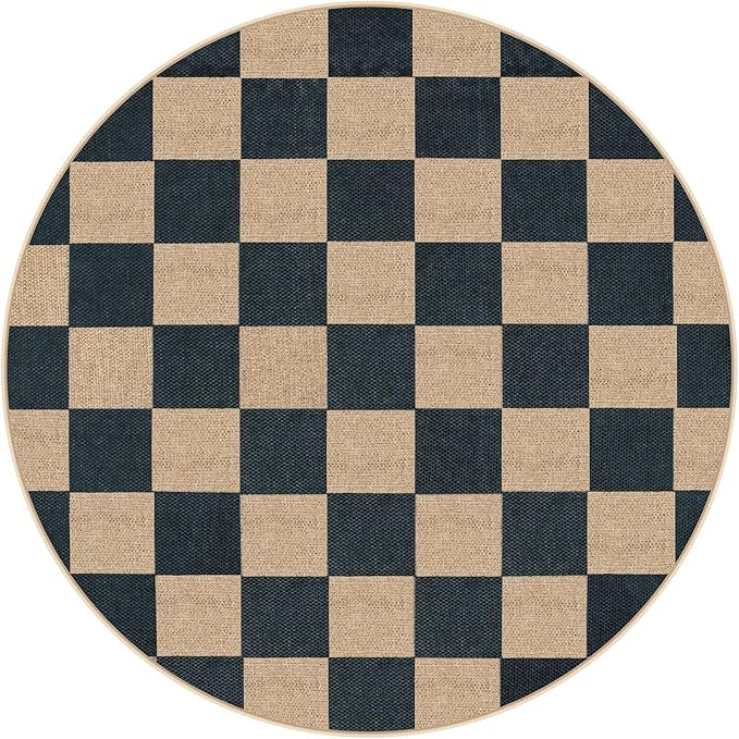 Lahome Checkered 4 ft Easy Jute Round Rug, Washable Small Rugs - Image 7
