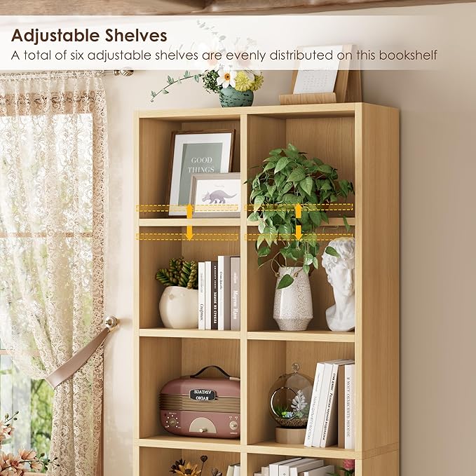 FOTOSOK 71’’ Narrow Bookshelf and Bookcase, Wooden Shelf 7 Tier Media Storage - Image 6
