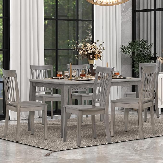 COLAMY Wooden Dining Chairs Set of 6, Spindle High Back Windsor Kitchen Side - Image 6