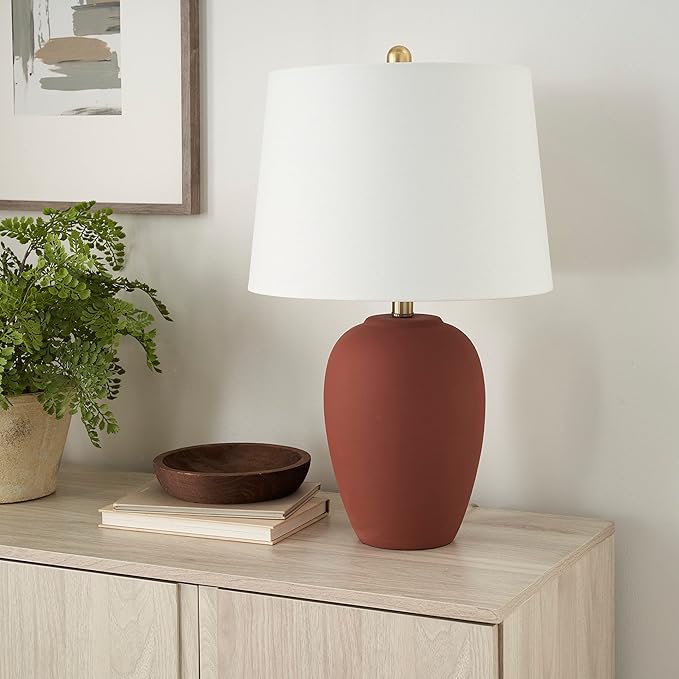 Nourison Home 23" Rust Orange Ceramic Pot Table Lamp by NourisonHome